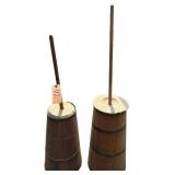 2 ANTIQUE WOODEN BUTTER CHURNS AS-IS