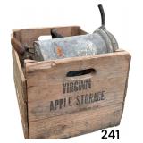 VINTAGE VIRGINIA APPLE STORAGE WOODEN ADVERTISING BOX W/ CONTENTS