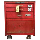 WATERLOO TOOL BOX ON WHEELS W/ ASSORTMENT OF TOOLS AS PICTURED