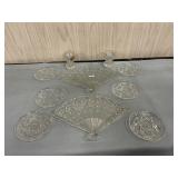 Fenton Daisy/Button Fan Trays, AH Oatmeal Glass