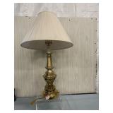 Brass Stiffle Lamp and Shade Works 26" tall