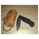 Maxam folding knife and Leather Sheath