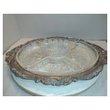 Silver Serving Platter with Divided Dish Insert