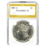 1881-S Morgan Silver Dollar MS-64+ PL