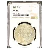 1881-S Morgan Silver Dollar MS -64