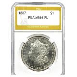 1887 Morgan Silver Dollar MS-64 PL