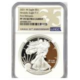 2021-W Silver Eagle T-1 Heraldic Eagle FR PF-70 UC