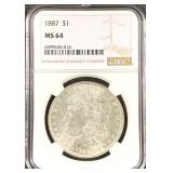 1887 Morgan Silver Dollar MS-64