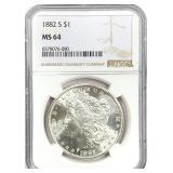 1882-S Morgan Silver Dollar MS-64