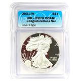 2021-W Silver Eagle Congrat. Set PR-70 DCAM