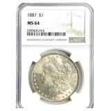 1887 Morgan Silver Dollar MS-64