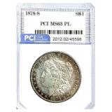 1878-S Morgan Silver Dollar MS-63 PL + Toning