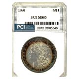 1886 Morgan Silver Dollar MS-65 Rim Toning