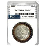 1886 Morgan Silver Dollar MS-66 DMPL  Rim Toning