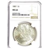 1887 Morgan Silver Dollar MS-64