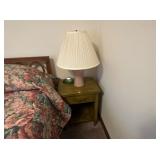 NIGHT STAND , LAMP , AND CLOCK