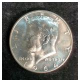 1964 D Kennedy Half Dollars, Qty 10