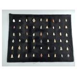 Native American Arrowhead Display Mounted On Felt Covered Cardboard, 24 Points, 24x18"