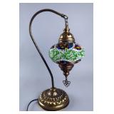 Turkish Mosaic Roped Hook And Pendant Table Lamp, 17" Tall, Powers On