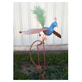 Handcrafted Rustic Peacock Rocker Garden Stake, Approx. 60" Tall