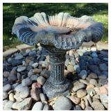 Concrete Bird Bath, 28" x 23", Comes In 2 Pieces