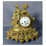 Gilt Bronze Figural Mantle Clock, 13" Tall