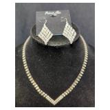 Stauer Silver Hope Necklace, Franco Gia Rhinestone Earrings, And Premiere Designs Silver Toned Costu