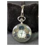 Ford Motor Company Silver Toned Pocket Watch With Chain, May Need Repair