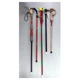 Walking Sticks And Canes With Various Styled Handles And Designs, Lengths Range 38" To 58.5", Total 