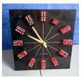 Novelty Las Vegas Dice Clock, 9" x 9" x 3", Requires Batteries