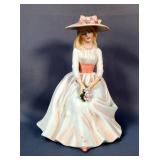 Enesco Porcelain Figurines Sitting Lady, Marked E 1410, 7.5" Tall And Standing Lady, Marked E 9009, 