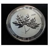 2020 Canada Maple Leaf $10 Silver Coins, Qty 2, Each Is 2 oz .9999 Fine Silver