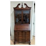 Maddox Tables Drop Front Walnut Secretary, Pattern No 927, With 2 Glass Doors And 4 Lower Drawers, A