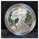 2001-W Silver American Eagle One Dollar Proof Coin, Including Felt Presentation Case And Storage Box