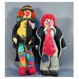 House Of Zog Porcelain 18" Clown On Stand And 21" Fabric Hobo Clown 