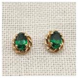 10K Gold Earrings Emeralds