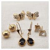 14K Gold Earrings 4 Pair