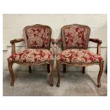 Pair of Floral Upholstered Arm Chairs and Painted