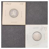 1829 Capped Bust & 1897 Barber Dimes