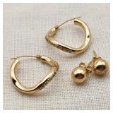 14K Gold Earrings (2 Pair)