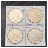 Peace Silver Dollars (4) 1922 & 