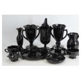 Selection of Black Glass Servingware