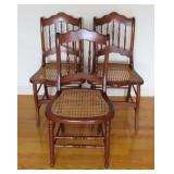 3 Cane Bottom Side Chairs