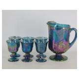 Late Carnival Glass Water Set