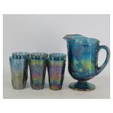 Late Carnival Glass Water Set