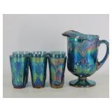 Late Carnival Glass Water Set