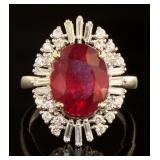 14kt Gold 7.99 ct Oval Ruby & Diamond Ring