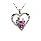 Beautiful Pink & White Sapphire Heart Necklace