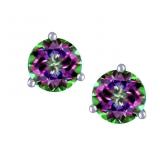 Round 3.50 ct Natural Mystic Topaz Stud Earrings