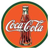Coke Round 30s Bottle & Logo Sign